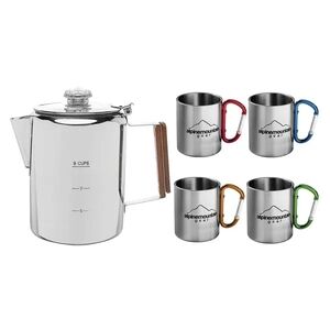 Alpine Mountain Gear Stainless‎ Steel Coffee Percolator with Mugs